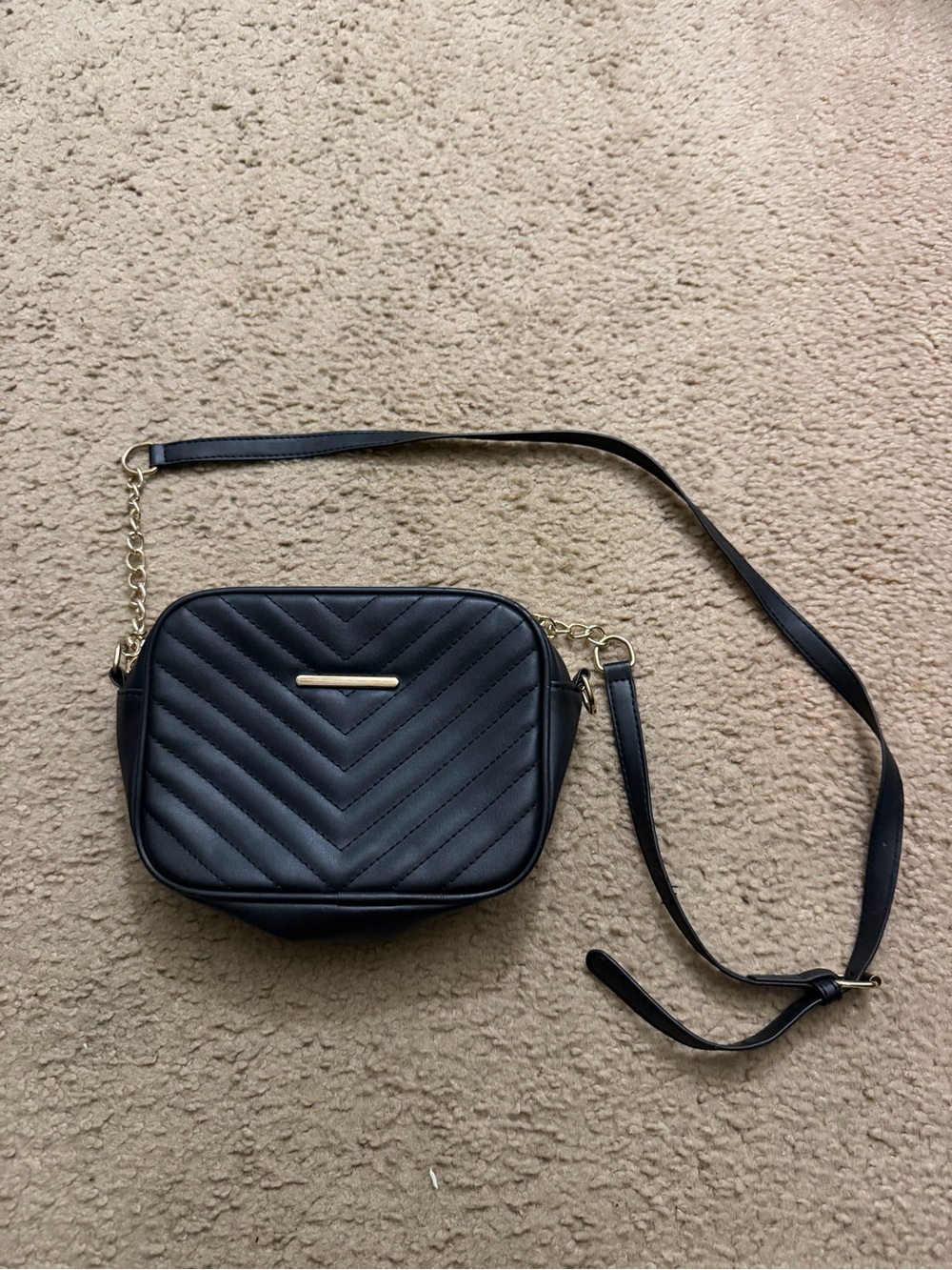 Amazon Black Quilted Crossbody with Gold Accent